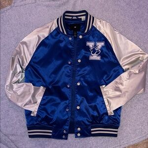 H&M Blue and Silver Varsity Jacket